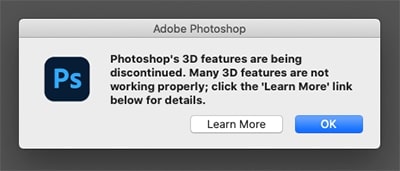 Discontinuation of Photoshop 3D Features