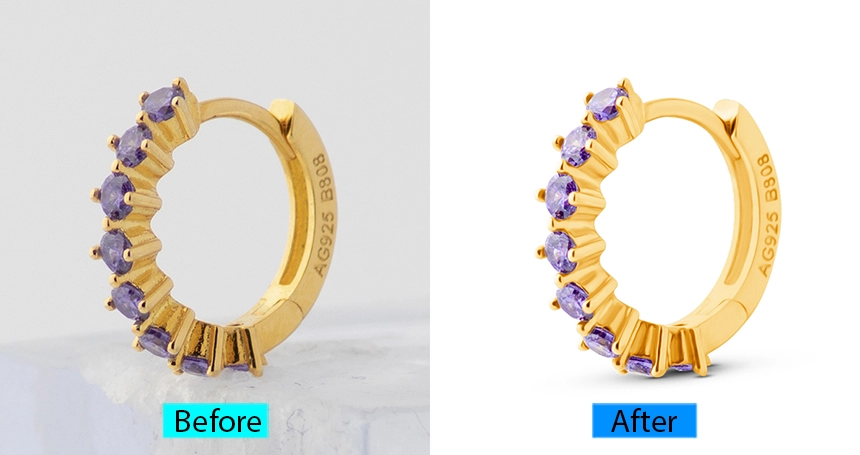 A before and after image of a Jewelry Retouching photo 