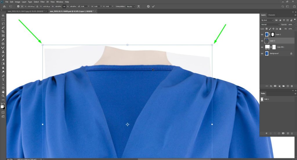 Press Alt Windows Option Mac click and drag the pointed areas below to adjust the back side of the neck further