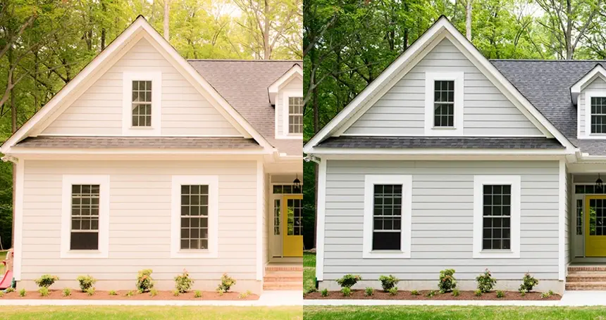 A before and after image of a Real Estate Photo Editing