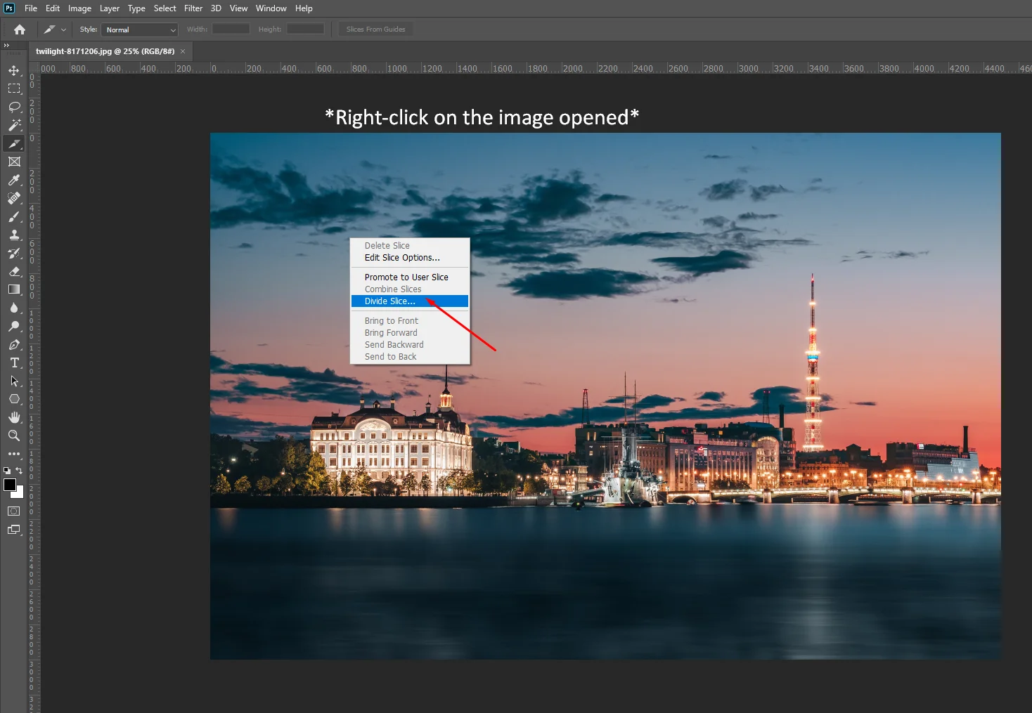 2nd step to Creating Image Slices