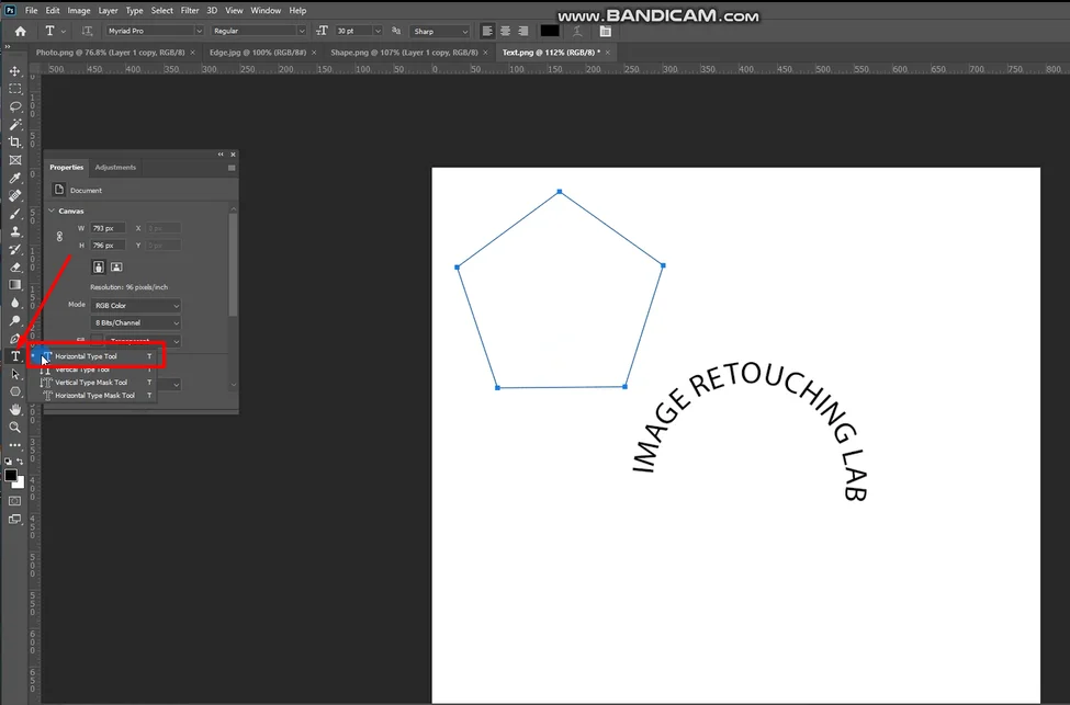 Step 1 to Curving Text around an Image or Object