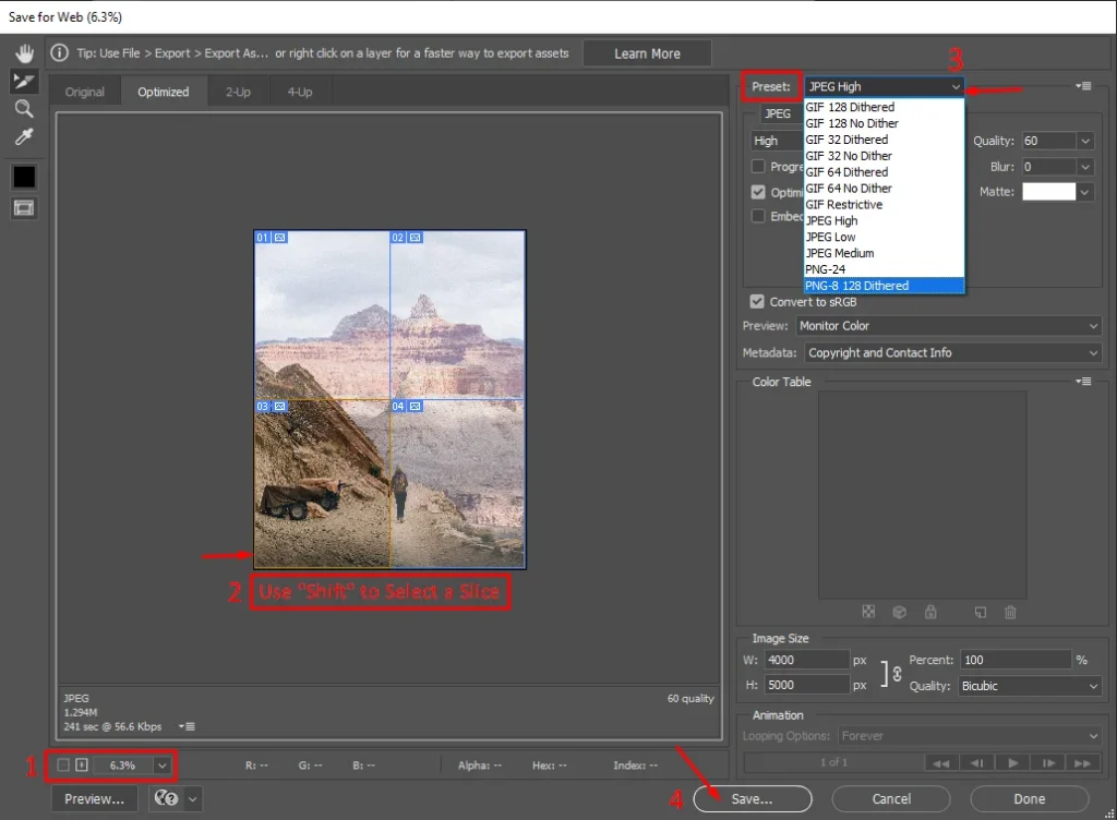 Step 1 to Export Individual Slices in Photoshop