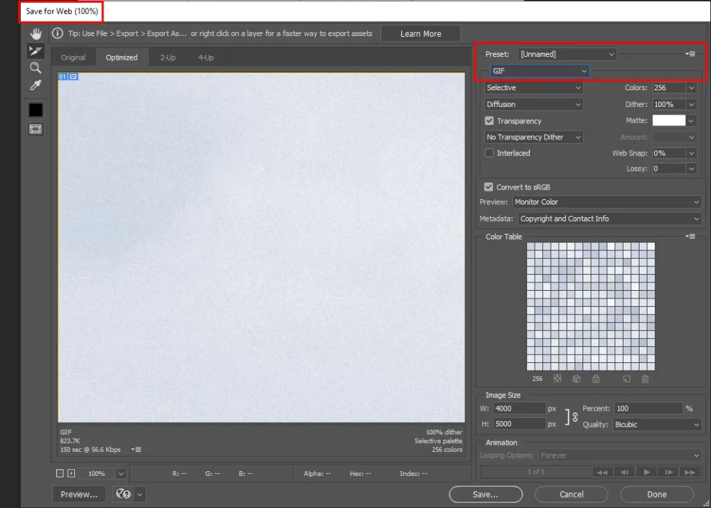 Step 1 to Export Slices in Photoshop without Save for Web