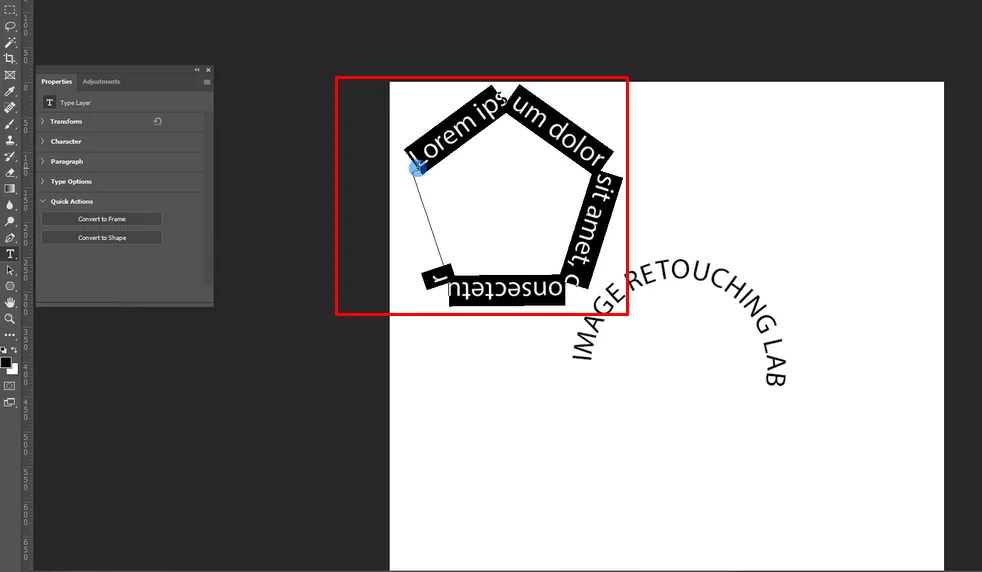 Step 3 to Curving Text around an Image or Object