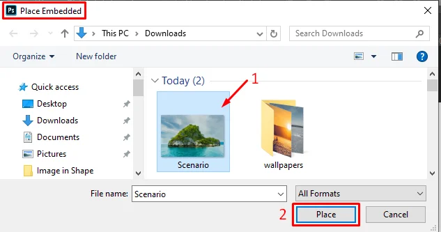 Step 9 Select an Image and click on Place
