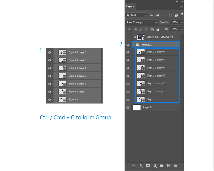 Step 2 to Create Clipping Mask for Multiple Layers