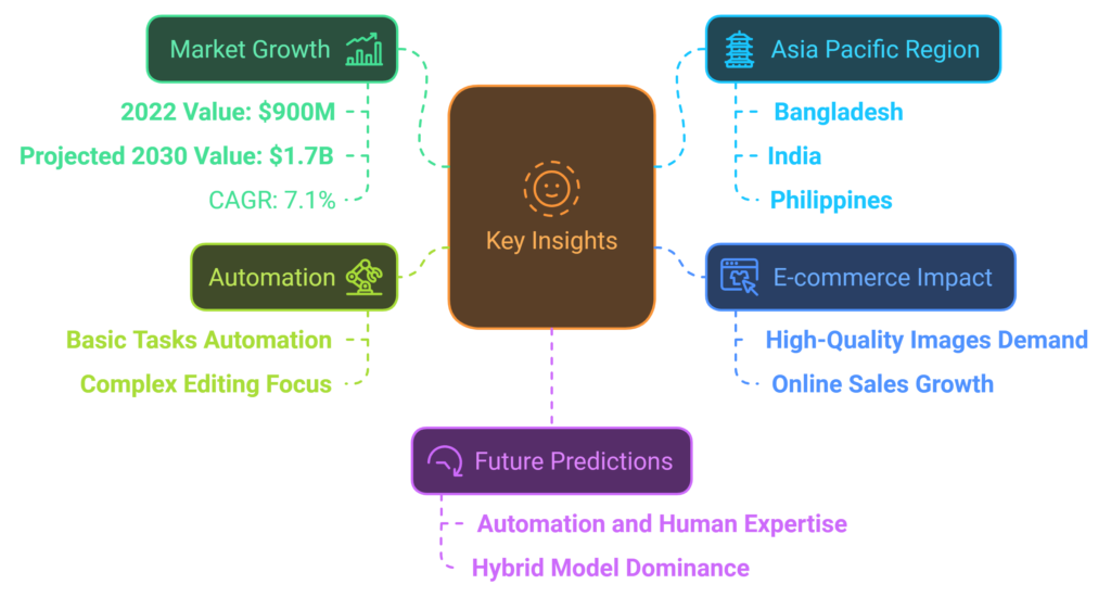 An infographic visual showing Key Market insight from this article best clipping path specialist